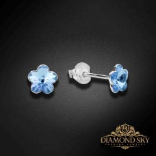 Sudraba auskari „Saules Ziediņš II (Aquamarine)“ ar Swarovski™ kristāliem