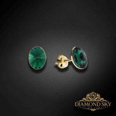 Sudraba auskari „Klaris V (Emerald)“ ar Swarovski™ kristāliem