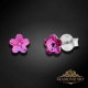 Серебряные серьги «Солнечный Цветок (Fuchsia)» с кристаллами Swarovski™