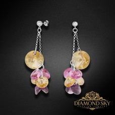 Sudraba auskari „Orhideja (Golden Shadow / Iris)“ ar Swarovski™ kristāliem