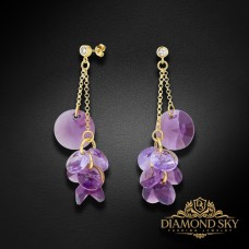 Sudraba auskari „Orhideja (Iris / Violet)“ ar Swarovski® kristāliem