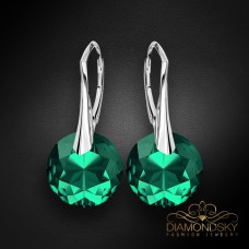 Sudraba auskari „Marianna (Emerald)“ ar Swarovski™ kristāliem