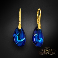 Sudraba auskari „Radiolariants (Bermuda Blue)“ ar Swarovski™ kristāliem