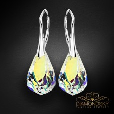 Sudraba auskari „Spirāle (Aurora Borealis)“ ar Swarovski® kristāliem