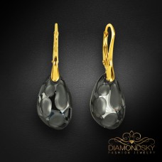 Sudraba auskari „Radiolariants (Silver Night)“ ar Swarovski® kristāliem