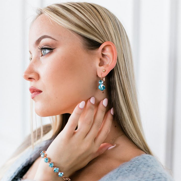Auskari „Klaris VIII (Aquamarine Blue)“ ar Swarovski™ kristāliem