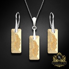 Sudraba komplekts „Augošais Kristāls II (Golden Shadow)“ ar Swarovski™ kristāliem