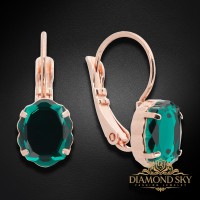 Серьги «Зеркало Барокко (Emerald)» с кристаллами Сваровски™