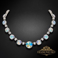 Wedding necklace “Vortex” (Aurora Borealis) embellished with Crystals by Swarovski®