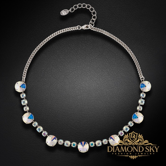 Kāzu kaklarota „Vortex II (Aurora Borealis)“ ar Swarovski™ kristāliem