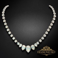 Wedding Necklace “Leonora” (White Opal) embellished with Crystals by Swarovski®