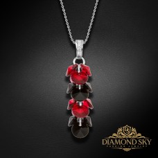 Sudraba kulons „Flamenco (Scarlet / Jet)“ ar Swarovski® kristāliem