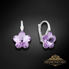 Sudraba auskari „Saules Ziediņš II (Violet)“ ar Swarovski™ kristāliem