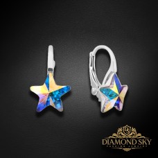 Sudraba auskari „Zvaigžņu krišana (Aurora Borealis)“ ar Swarovski™ kristāliem