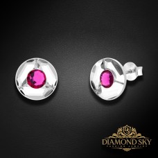 Sudraba auskari „Astra (Fuchsia)“ ar Swarovski® kristāliem