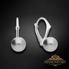 Sudraba auskari „Ranī (Light Grey)“ ar Swarovski® pērlēm