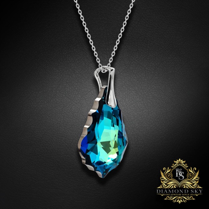 Sudraba kulons „Baroque V (Bermuda Blue)“ ar Swarovski® kristāliem