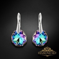 Sudraba auskari „Ledus Šķautnes (Vitrail Light)“ ar Swarovski® kristāliem