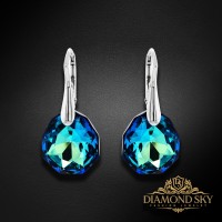 Sudraba auskari „Ledus Šķautnes (Bermuda Blue)“ ar Swarovski® kristāliem