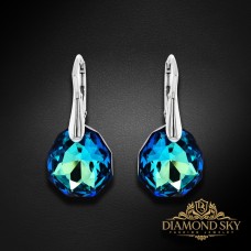 Sudraba auskari „Ledus Šķautnes (Bermuda Blue)“ ar Swarovski® kristāliem