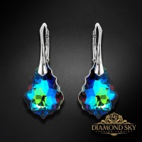Sudraba auskari „Baroks V (Meridian Blue)“ ar Swarovski® kristāliem