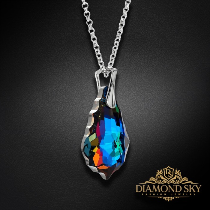 Sudraba kulons „Baroque V (Meridian Blue)“ ar Swarovski® kristāliem