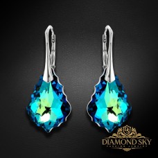Sudraba auskari „Baroks V (Bermuda Blue)“ ar Swarovski® kristāliem