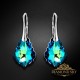 Sudraba auskari „Baroks V (Bermuda Blue)“ ar Swarovski® kristāliem