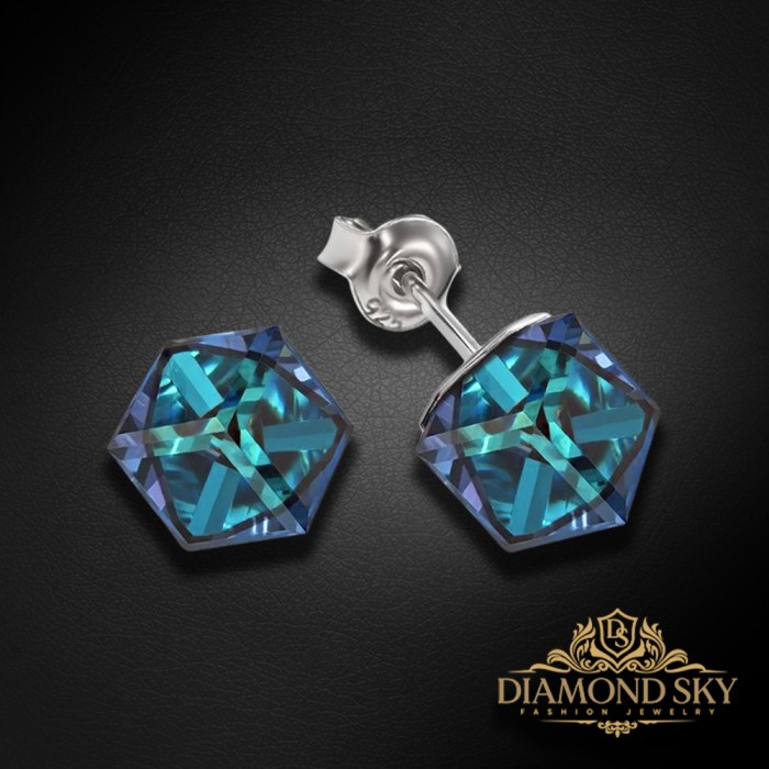 Sudraba auskari „Rubicon II (Bermuda Blue)“ ar Swarovski® kristāliem