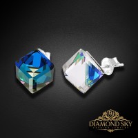 Sudraba auskari „Rubicon II (Bermuda Blue)“ ar Swarovski® kristāliem