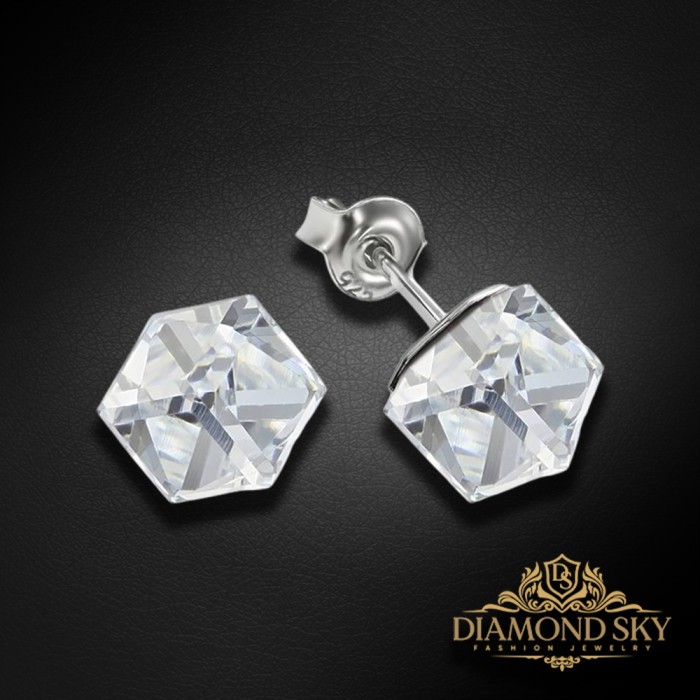 Sudraba auskari „Rubicon II (Comet Argent Light)“ ar Swarovski® kristāliem