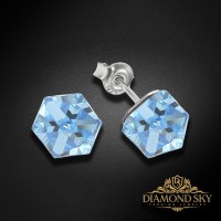Sudraba auskari „Rubicon II (Aquamarine Comet Argent Light)“ ar Swarovski® kristāliem
