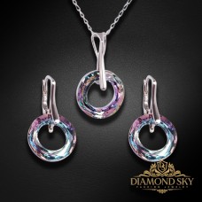 Sudraba komplekts „Cosmic Ring (Vitrail Light)“ ar Swarovski™ kristāliem
