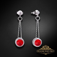 Sudraba auskari „Bonbon (Light Siam)“ ar Swarovski® kristāliem