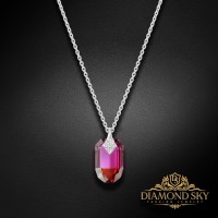 Sudraba kulons „Symbiosis II (Fuchsia Red Magma)“ ar Swarovski® kristāliem