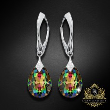 Sudraba auskari „Mēness Gaisma (Vitrail Medium)“ ar Swarovski™ kristāliem