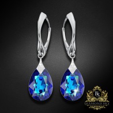 Sudraba auskari „Mēness Gaisma (Bermuda Blue)“ ar Swarovski™ kristāliem
