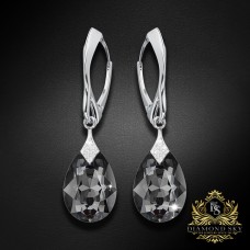 Sudraba auskari „Mēness Gaisma (Silver Night)“ ar Swarovski™ kristāliem