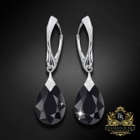 Sudraba auskari „Mēness Mirdzums (Jet)“ ar Swarovski® kristāliem