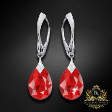 Sudraba auskari „Mēness Mirdzums (Light Siam)“ ar Swarovski® kristāliem