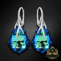 Sudraba auskari „Baroka VI (Bermuda Blue)“ ar Swarovski™ kristāliem