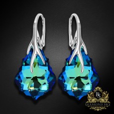 Sudraba auskari „Baroka VI (Bermuda Blue)“ ar Swarovski™ kristāliem