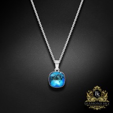 Sudraba kulons „Glare (Bermuda Blue)“ ar Swarovski® kristāliem