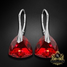 Sudraba auskari „Vakara Mirdzums (Light Siam Comet Argent Light)“ ar Swarovski™ kristāliem
