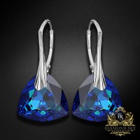 Sudraba auskari „Vakara Mirdzums (Bermuda Blue)“ ar Swarovski® kristāliem