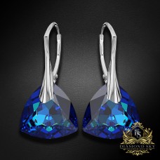 Sudraba auskari „Vakara Mirdzums (Bermuda Blue)“ ar Swarovski® kristāliem