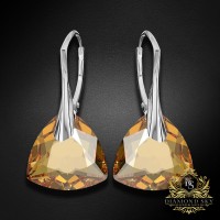 Sudraba auskari „Vakara Mirdzums (Golden Shadow)“ ar Swarovski® kristāliem