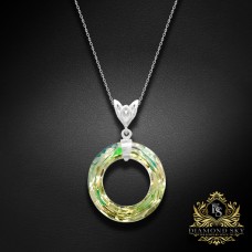 Sudraba kulons „Cosmic Ring (Luminous Green)“ ar Swarovski® kristāliem