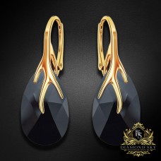 Sudraba auskari „Baroka VII (Jet)“ ar Swarovski™ kristāliem