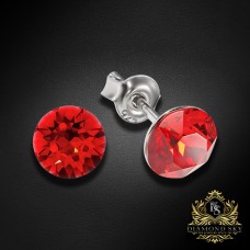 Sudraba auskari „Klasika (Light Siam)“ ar Swarovski® kristāliem